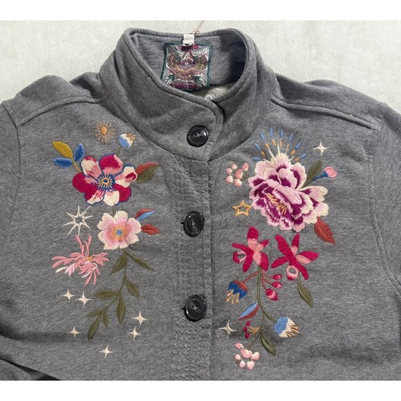 New Johnny Was Celestia Embroidered Coat Womens L Wearable Art Fairy Boho Whimsy - Picture 3 of 16